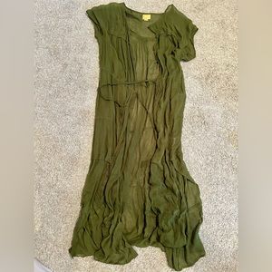 Maeve sheer olive green duster, large